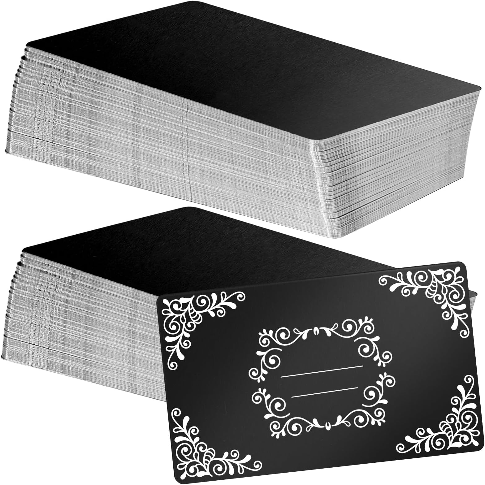 100 Pcs Metal Engraving Blanks Aluminum Sheet Laser Engraving Business Card Multipurpose DIY Gift Cards 86 x 54 x 0.21 mm (Matte Black)