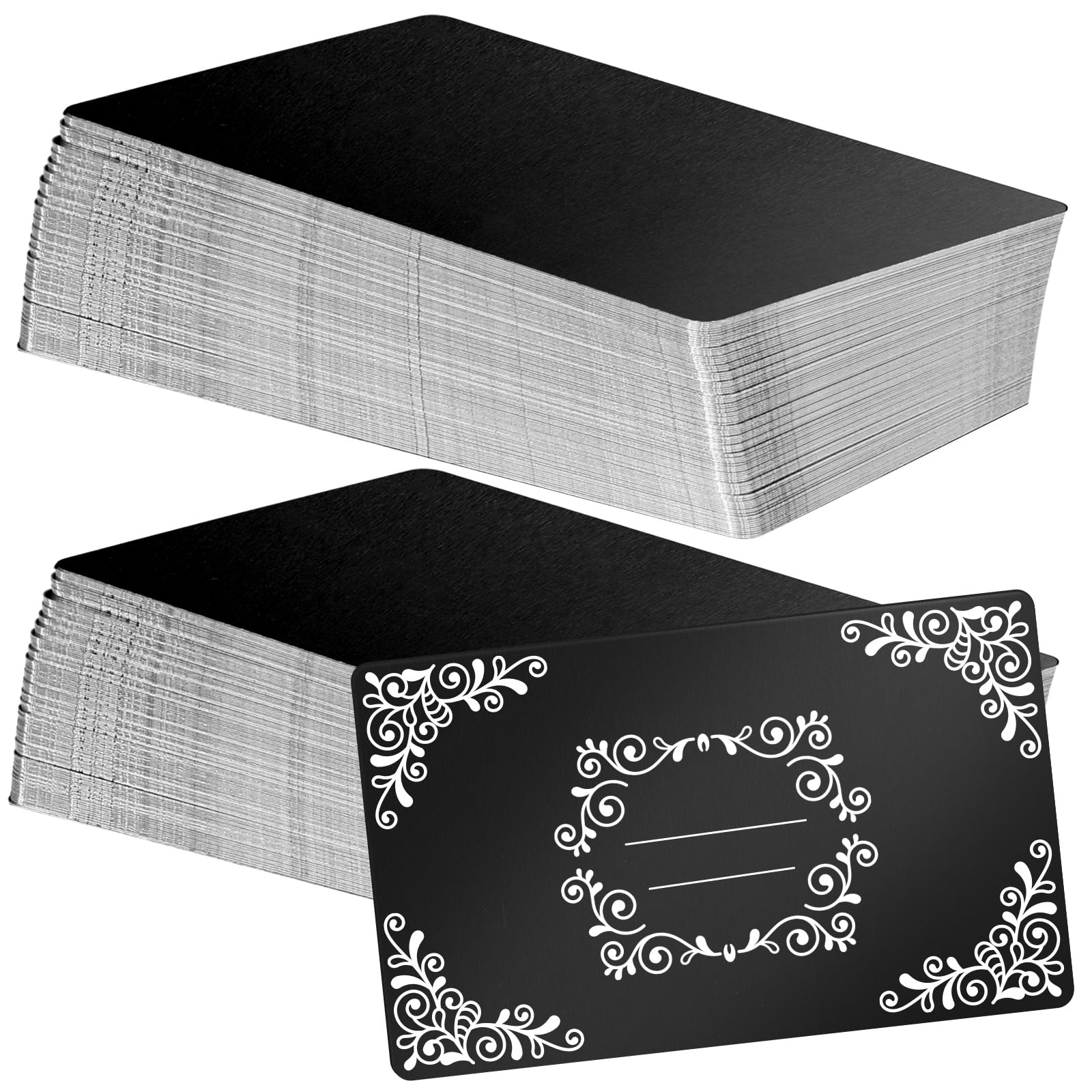 weparmeety100 Pcs Metal Engraving Blanks Aluminum Sheet Laser Engraving Business Card Multipurpose DIY Gift Cards 86 x 54 x 0.21 mm (Matte Black)