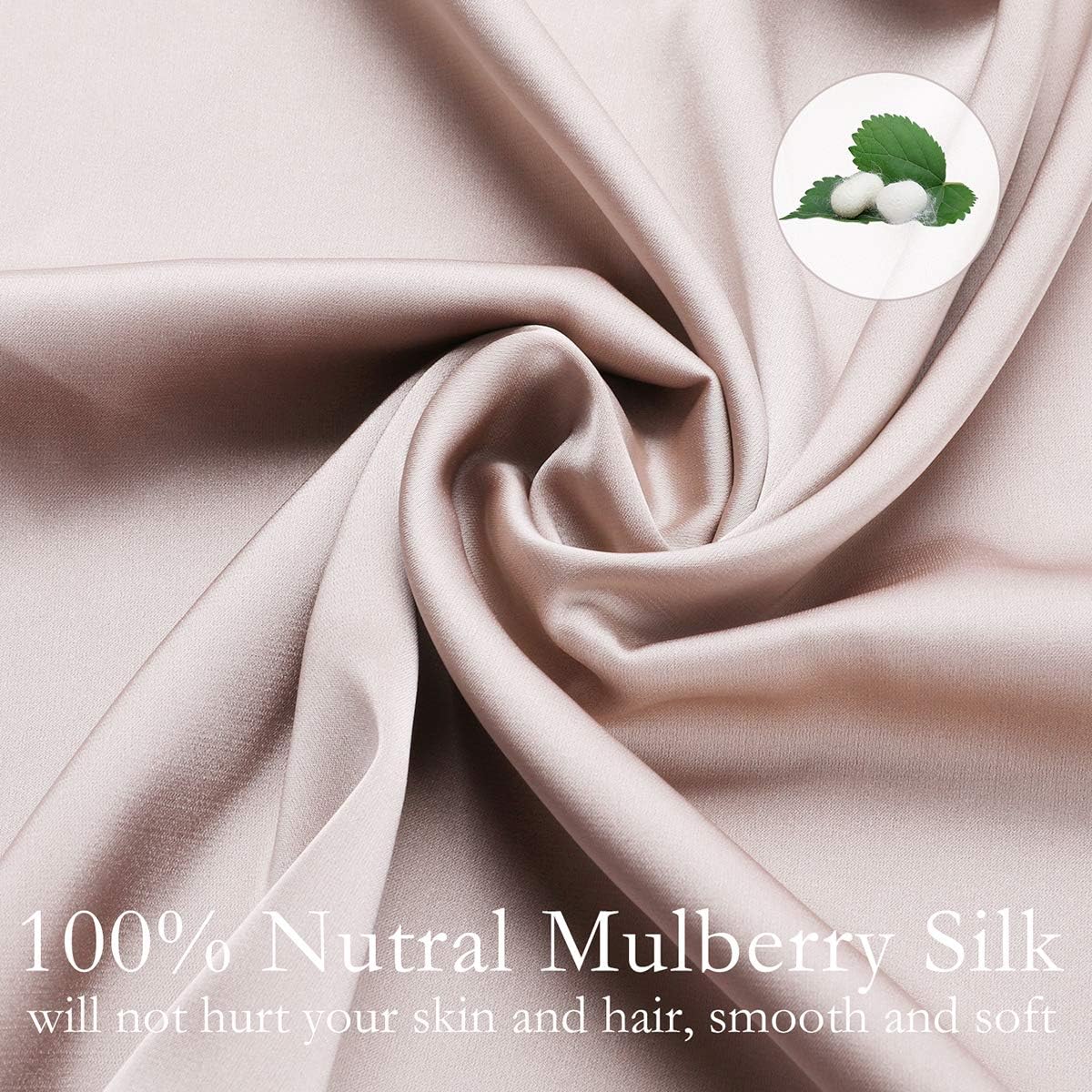 JOGJUE Silk Pillowcase for Hair and Skin 2 Pack 100% Mulberry Silk Bed Pillowcase Hypoallergenic Soft Breathable Both Sides Silk Pillow Case with Hidden Zipper, Pillow Cases (Queen, ApricotGray)