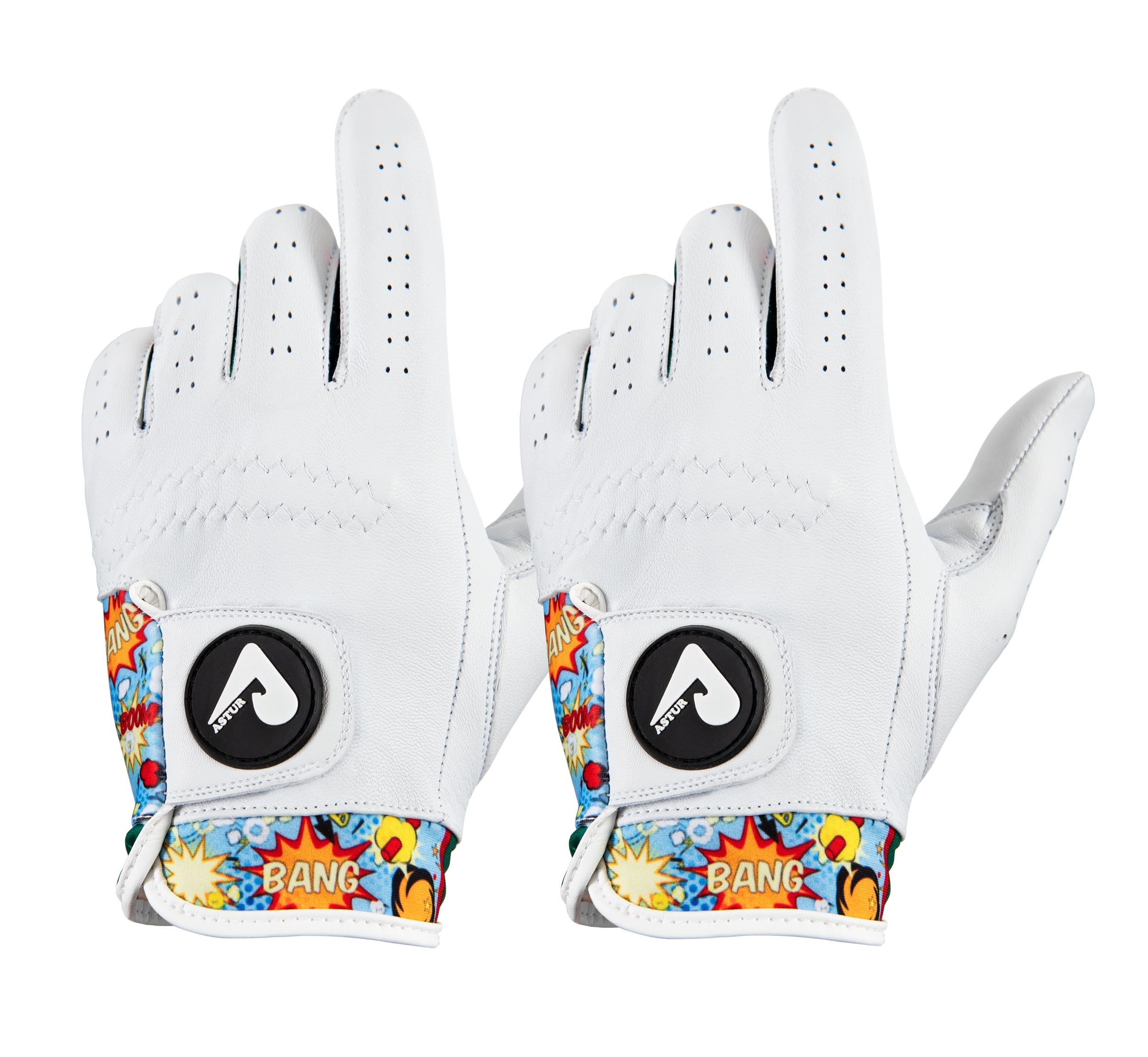ASTUR Golf Gloves 2 Pack Cabretta Leather Golf Glove Men Left Hand Charismatic Unique Wrist Design Print (RANGER, M) — image 1