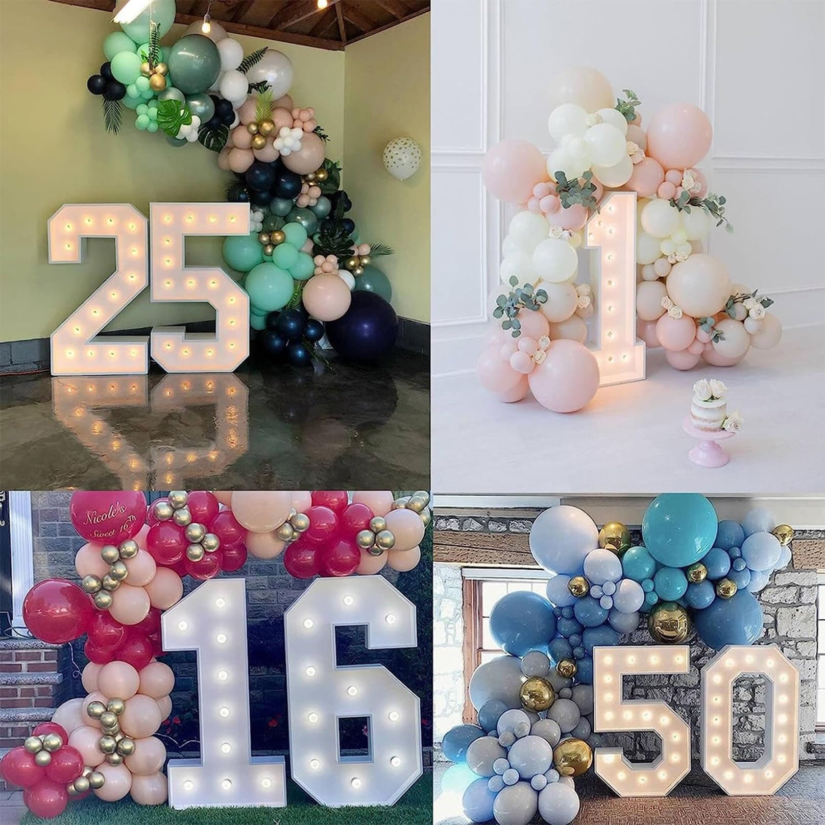 Marquesina Gigante con números iluminados de 1,2 m (0,1,2,3,4,5,6,7,8,9) para Fiestas de cumpleaños de 1,16 y 21 años (Color: número 10, tamaño: 120 cm)