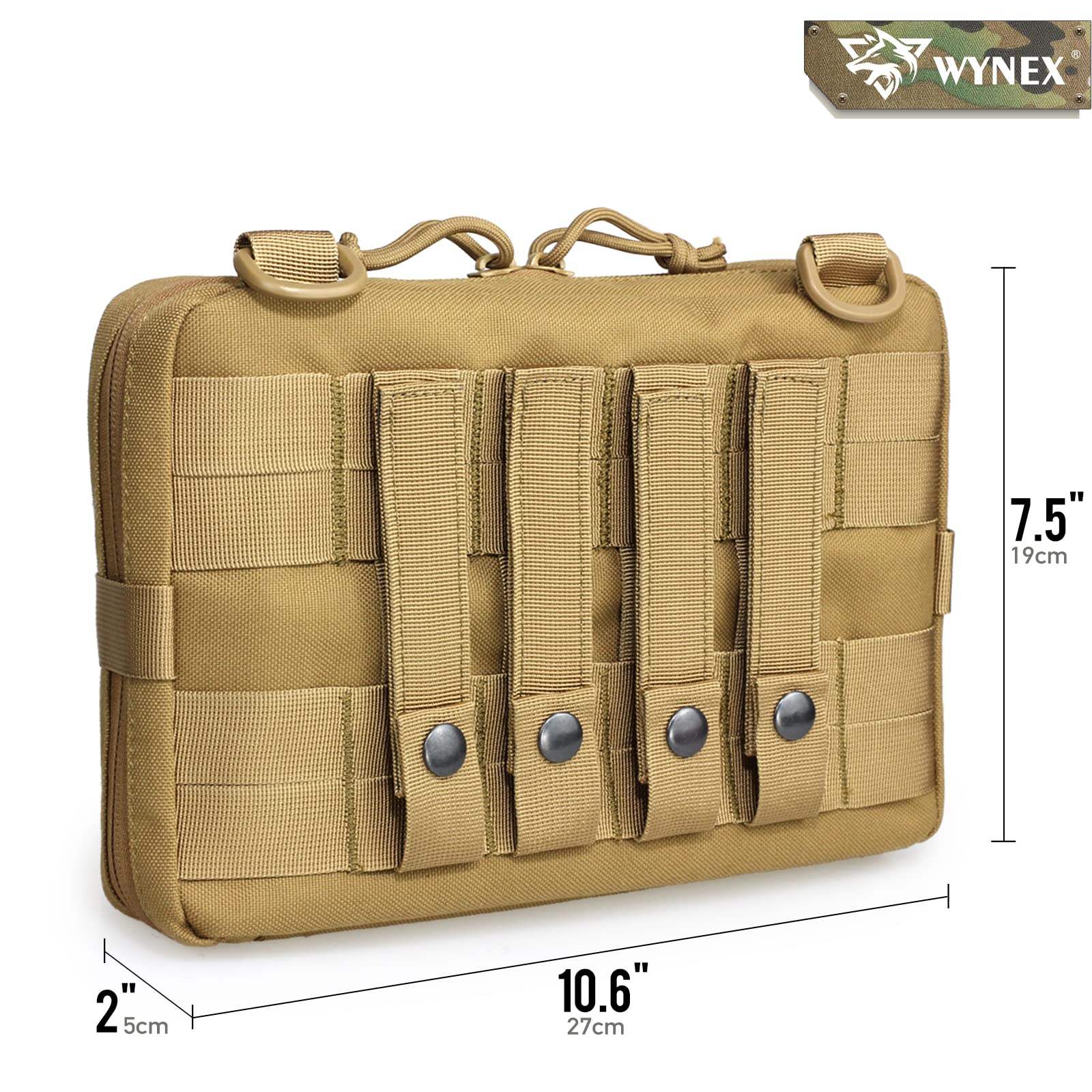WYNEX Tactical Molle Admin Pouch, Aktualizacja materiału Półukryty zamek na 1000D Wytrzymały nylonowy EDC Etui Narzędzia Torba EMT Utility Map Kieszeń, IFAK Pack zawiera DE Patch Flag
