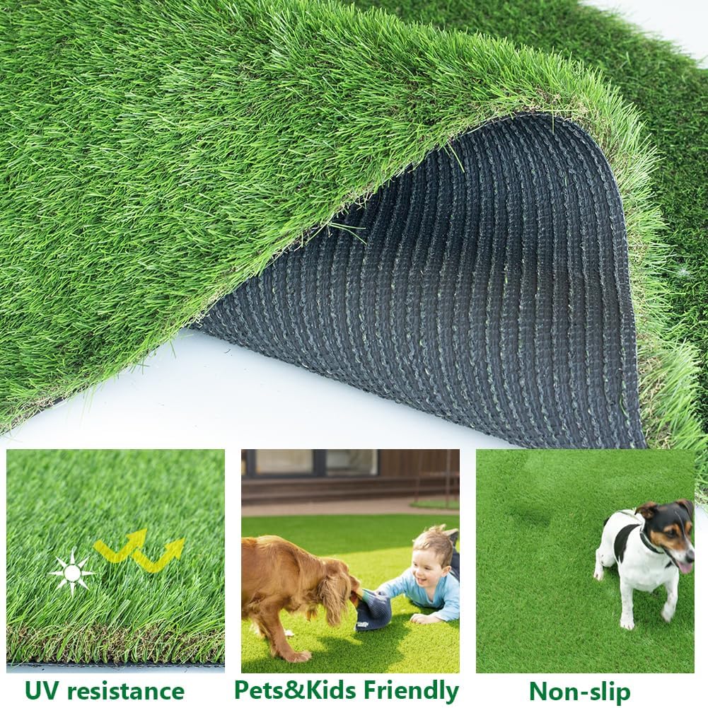 GL Ultrathick Artificial Grass Turf 4x7FT, 1.77 Inch Realistic Astroturf Fake Grass Carpet Indoor Outdoor Use for Pets, Patio, Balcony, Deck,Dog Training with Drainage