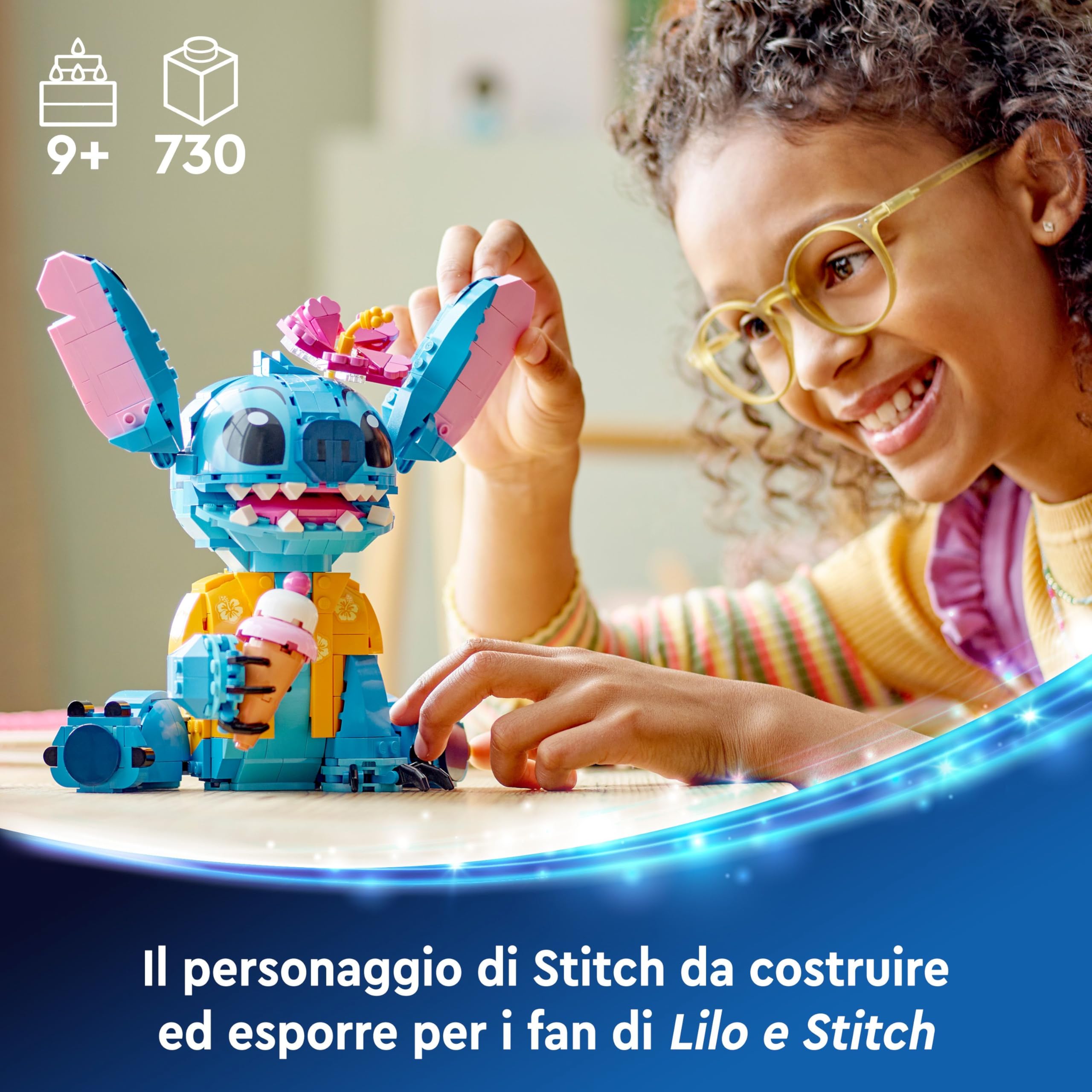 LEGO | Disney Stitch Giocattolo - Personaggio da Gioco e da Esposizione con Cono Gelato e Fiore Decorativo - Regalo per Bambine, Bambini e Fan del Film Lilo e Stitch da 9 Anni in su - 43249