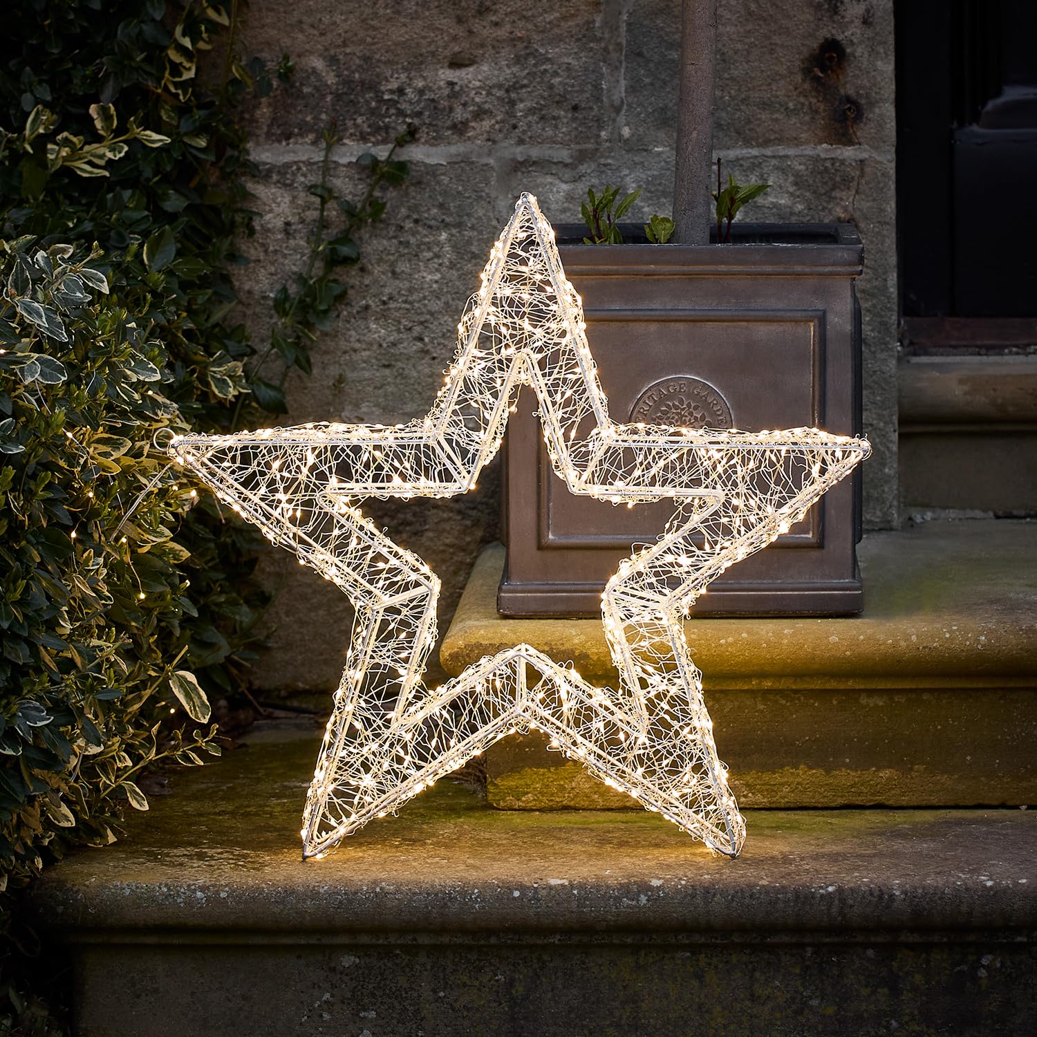 Lights4fun LED Silhouette Stern 38cm Weihnachtsdeko