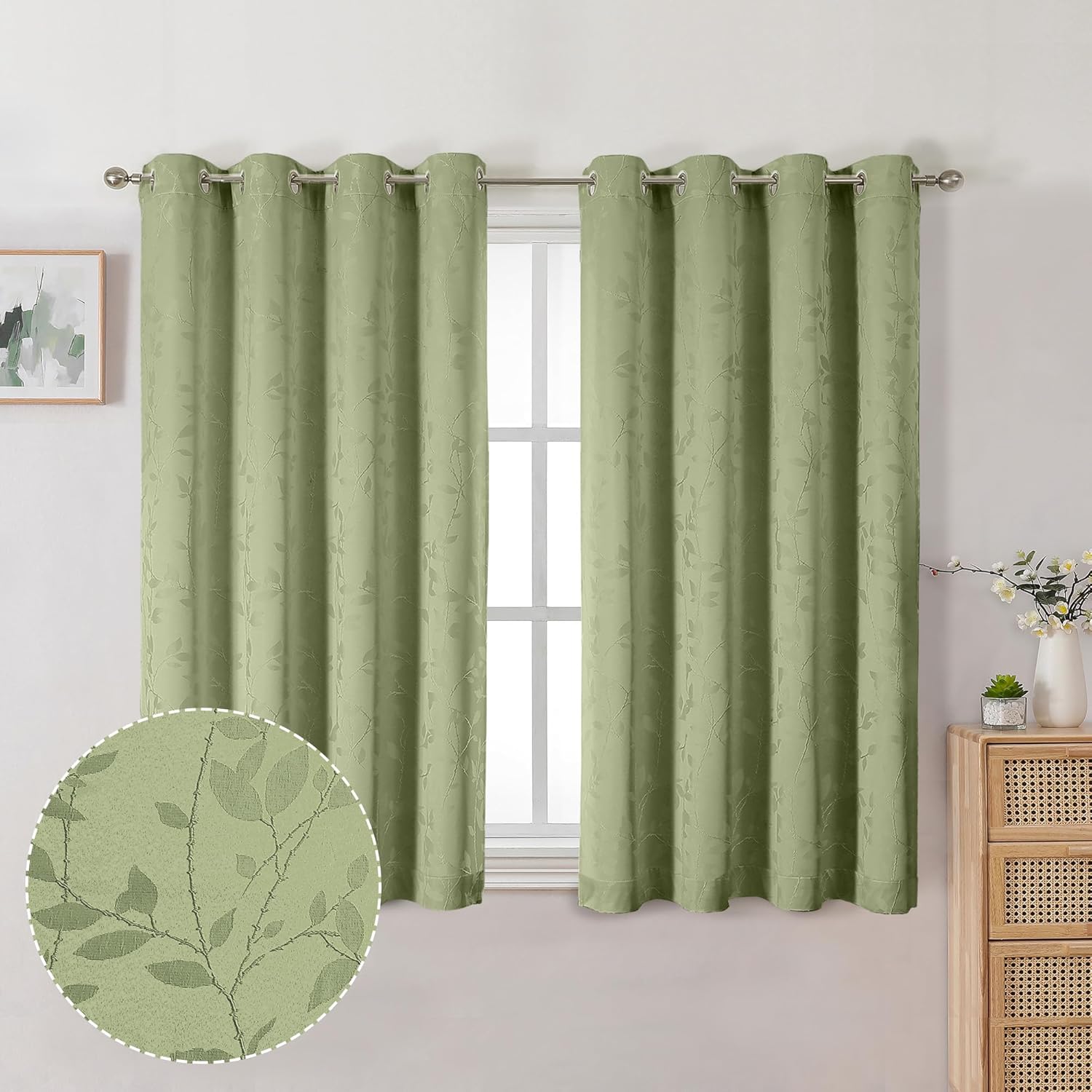 Aiyufeng Rina 100 Sage Green Blackout Curtains 45 Inch