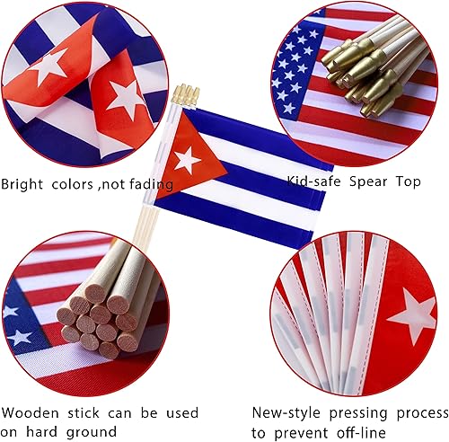 Miniatura 4 de TSMD Mini banderas de mano cubanas pequeñas, 5 x 8 pulgadas, paquete de 12 unidades