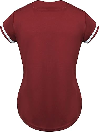 Miniatura 3 de Hat and Beyond Camiseta de béisbol para mujer, con botones, manga corta, softbol, hecha en Estados Unidos