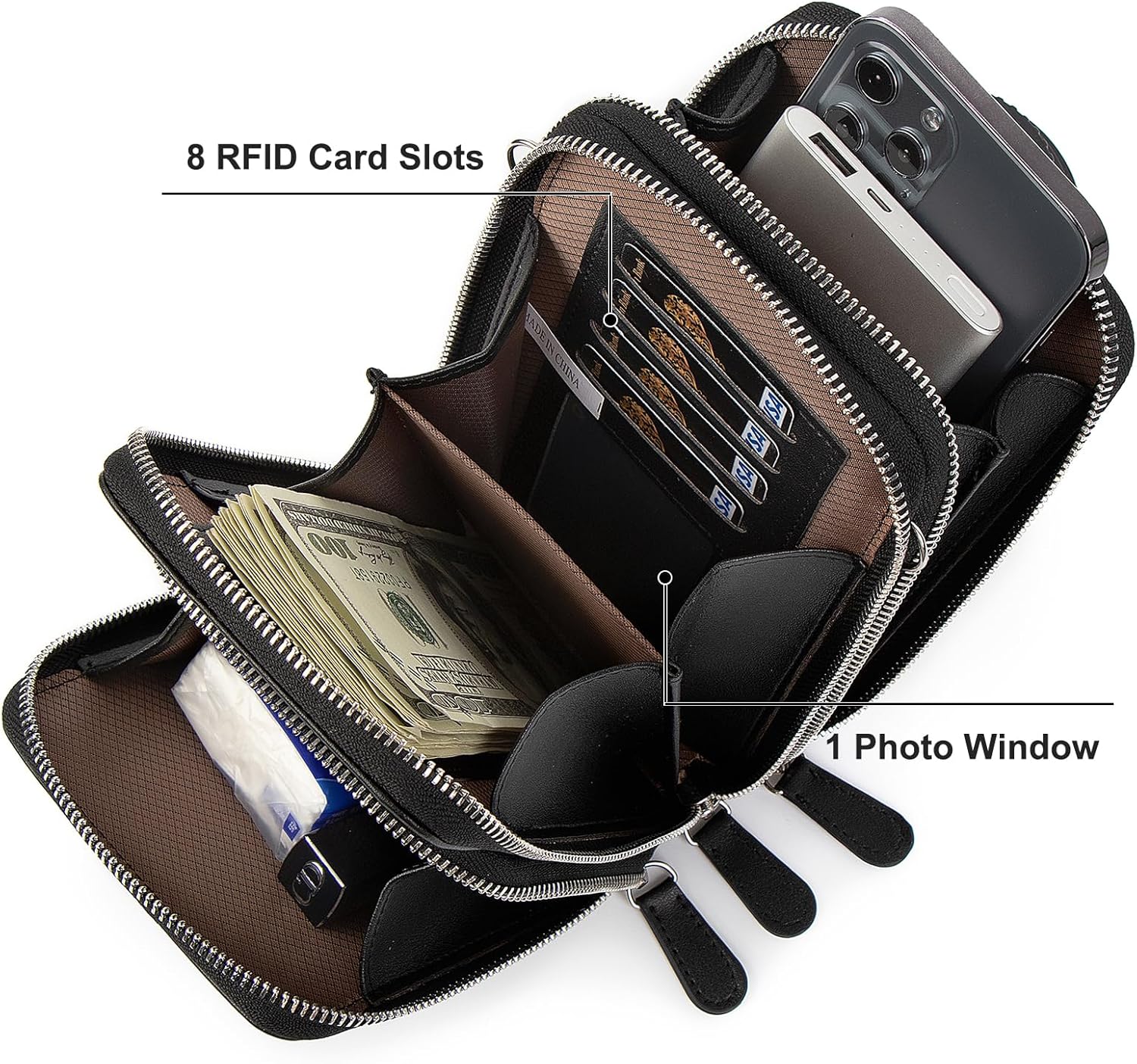 Pearl Angeli Small Crossbody Bag RFID Cellphone Wallet Purse Mini Ladies Handbag Purse with Shoulder Strap - Image 6