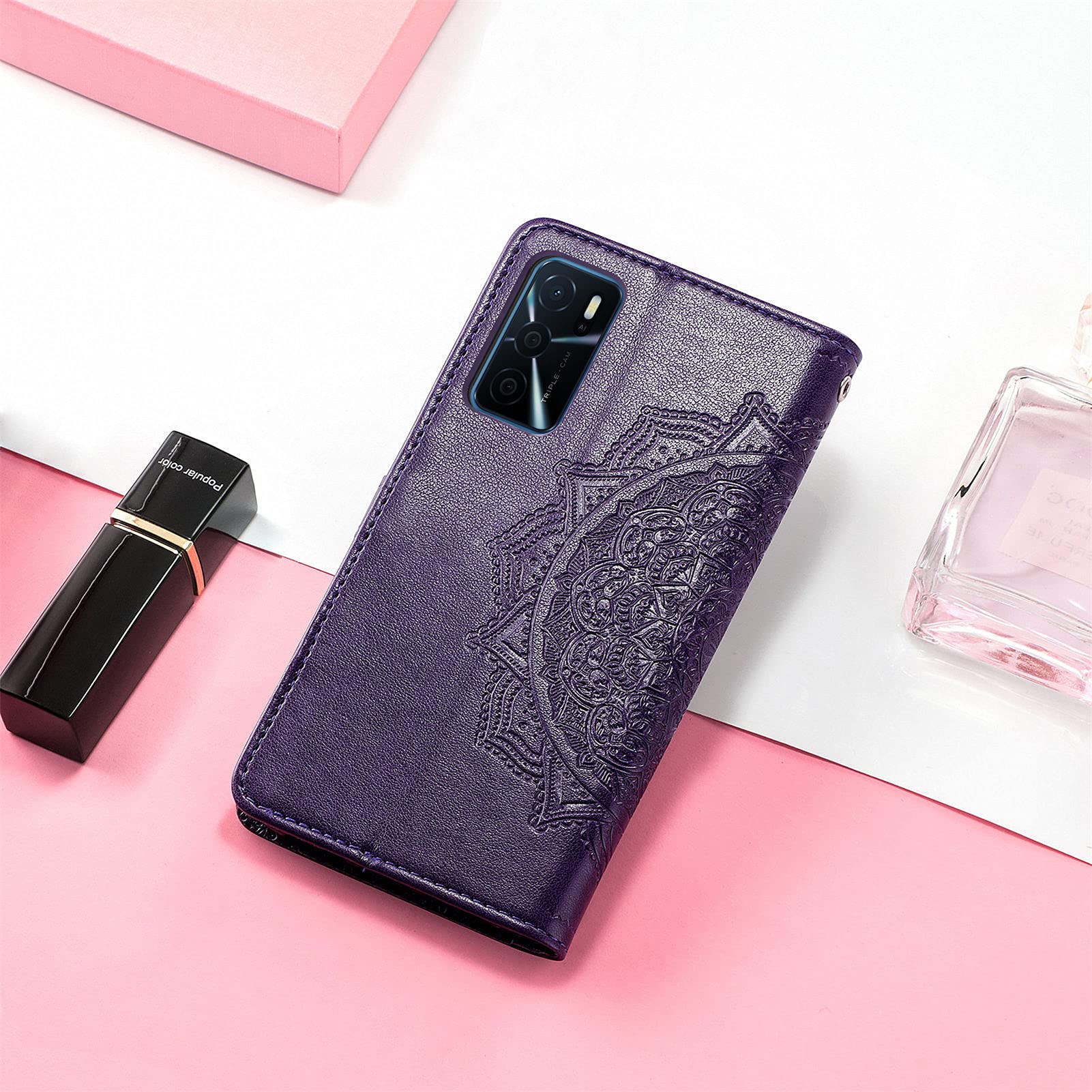 Zchen Cover Portafoglio In Pelle PU Per Realme 8 Pro / Realme 8 4G - Custodia Flip Con Supporto, Chiusura Magnetica, Laccetto - Colore Grigio Gatto - 2