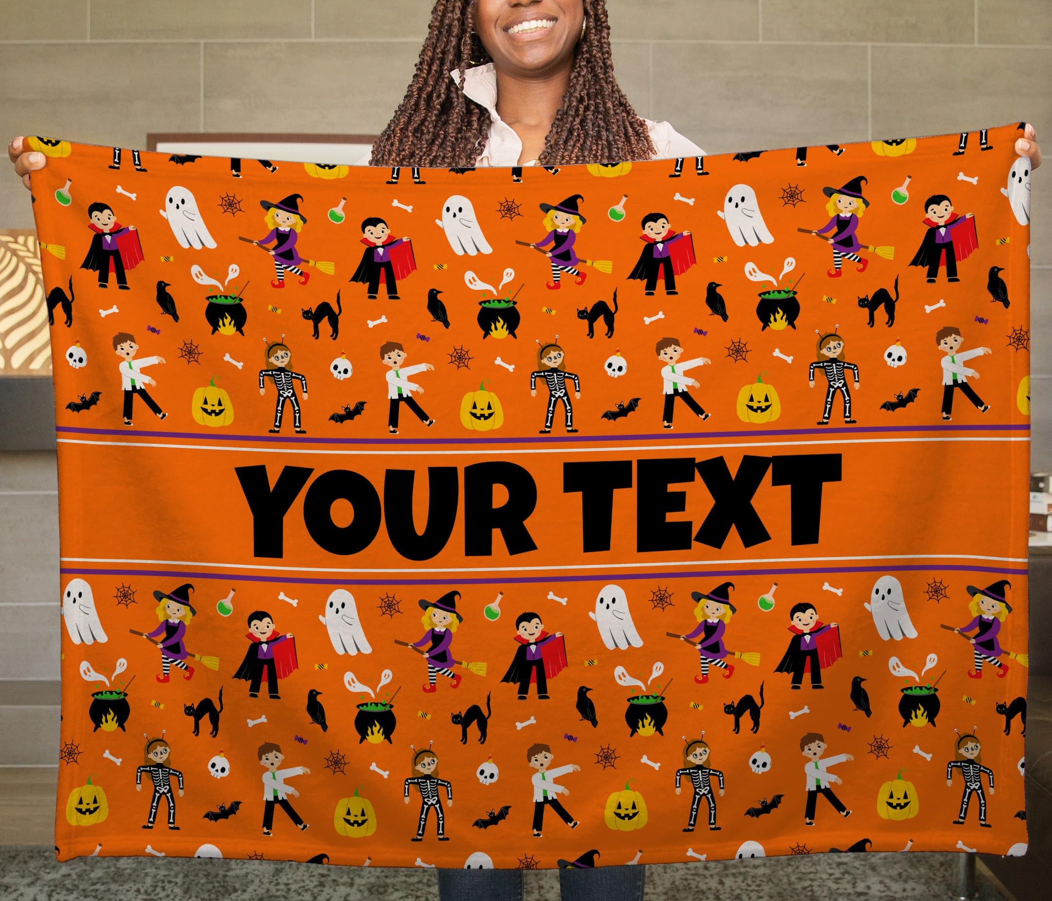 Halloween Kids Throw Blanket - Custom Personalized Fleece, 30x40 in