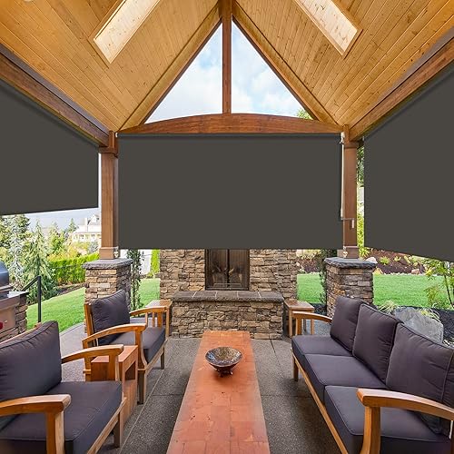 Miniatura 3 de Sunbox Persianas enrollables para exteriores, opacas, inalámbricas, funciona con manivela, persiana enrollable de privacidad y protección UV para