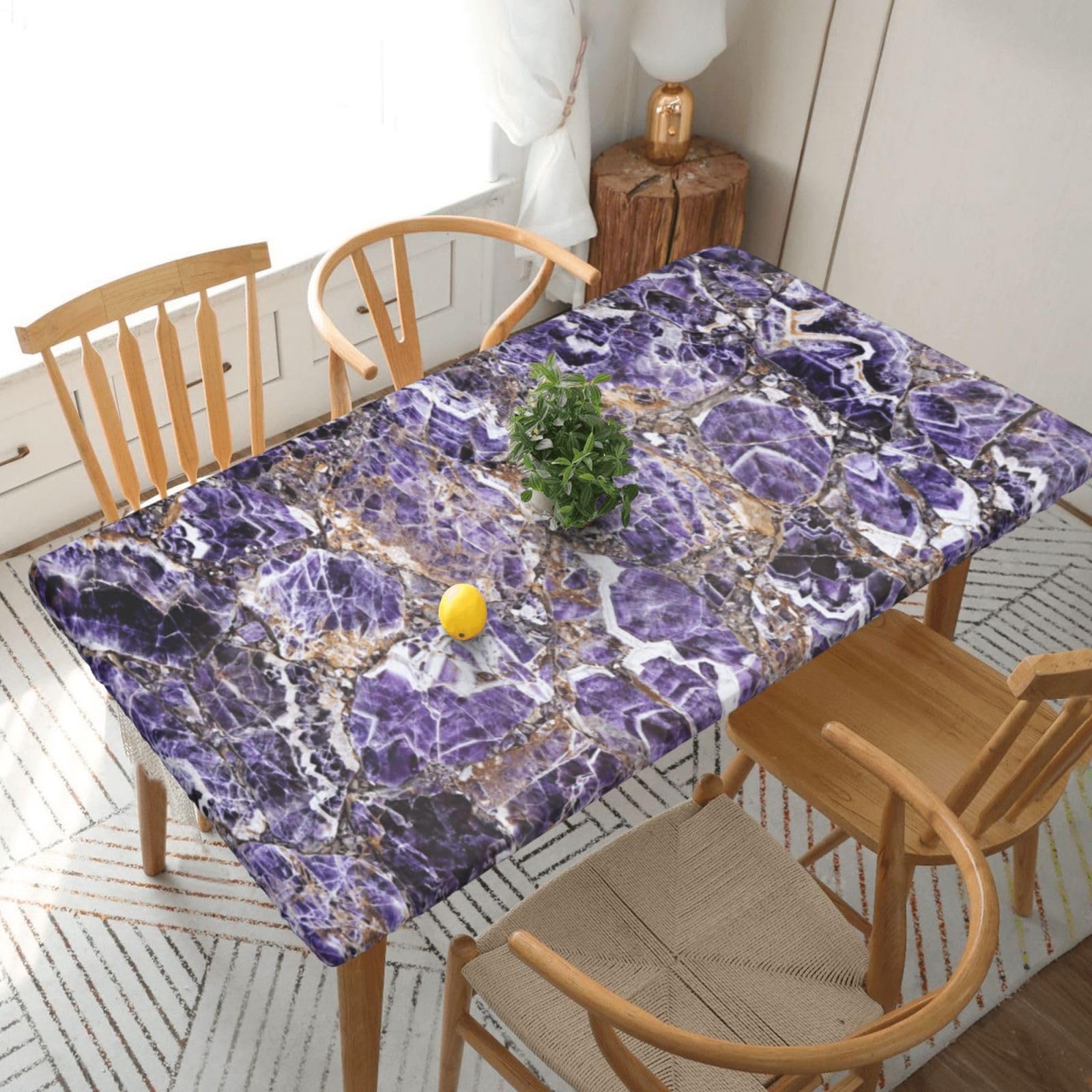 BNVSADC marble purple Printed 5FT Tablecloth Polyester Kitchen Water Resistant Table Cloth Dining Table Decoration Table Covers, 152x76 CM