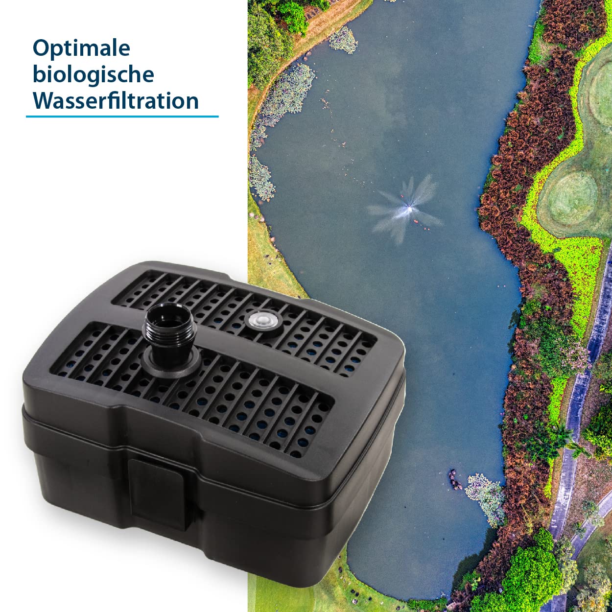 AquaForte GFU-2505 Pompe pour fontaine + 5W UV-C, Puissance 24W, Puissance max. Hauteur de refoulement 1,6 mètres, Max. Débit 1 m3 par heure, Débit max. Taille du bassin 1,5 m3, raccord 13/19/25 mm