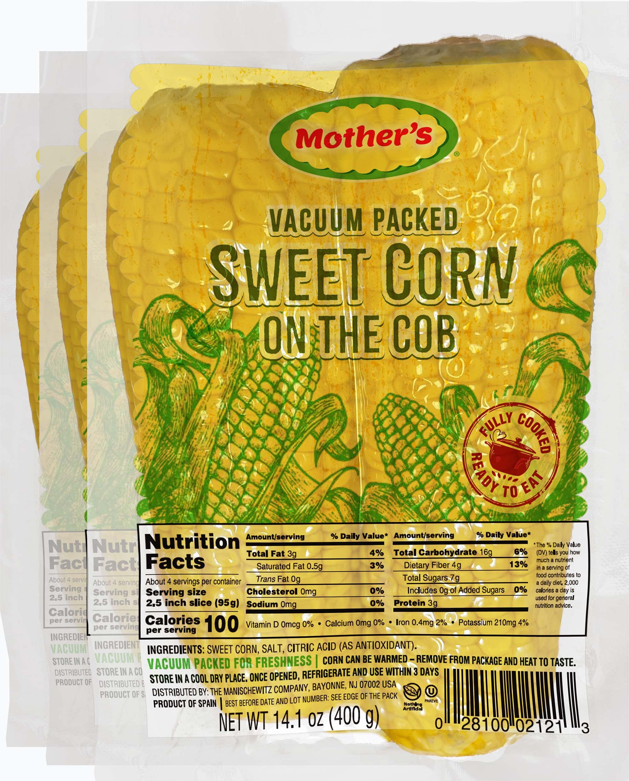 Buy Mothers Sweet Corn on the Cob Vacuum Packed 14oz (3 Pack) Fully