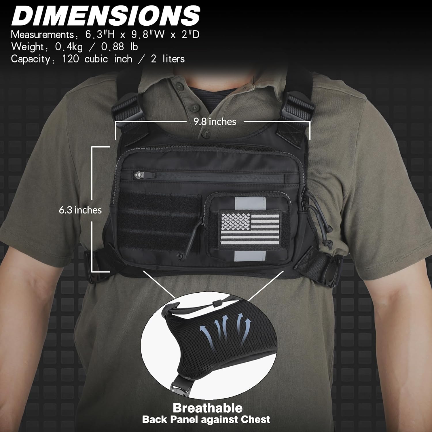 Chest Bag with Gun Holster fits Most Pistols, Tactical Chest Rig Vest, Running Chest Pack EDC for Men Women Sports - Image 2