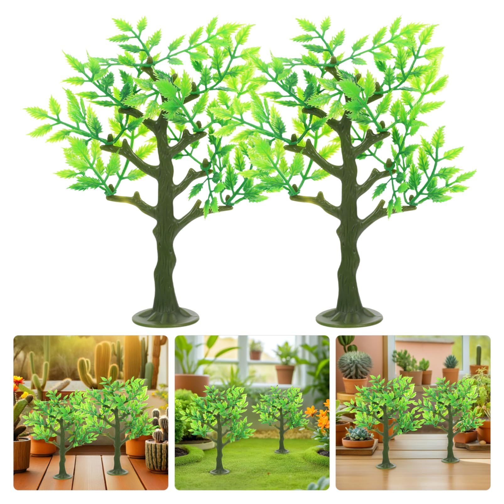 TOYANDONA - Lote de 12 árboles en miniatura de plástico para maquetas y dioramas escalera accesorios para casa de muñecas y jardín de hadas
