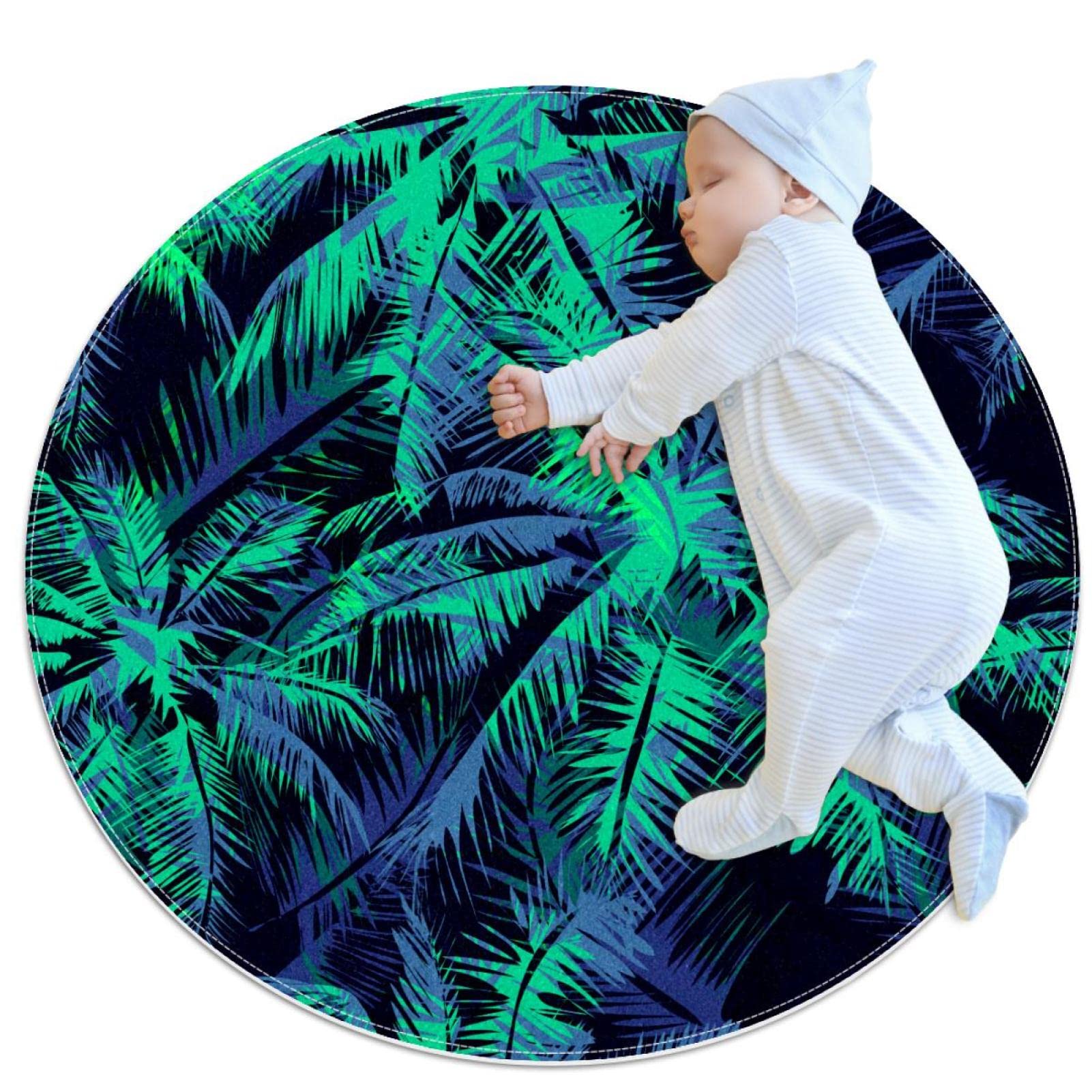 Tapis de bain motif palmier tropical de 1m pour réveiller la déco de votre chambre