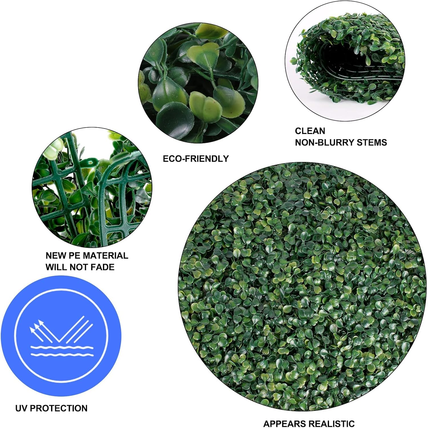 10 X 10 in Artificial Grass Wall Panel Backdrop,UV-Anti Greenery Boxwood PanelsEquipped with Double Sided Adhesive Tape, for Indoor Outdoor Grass Wall Backdrop