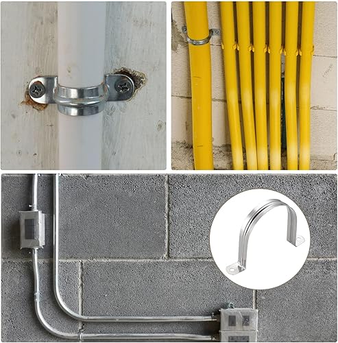 Miniatura 3 de METALLIXITY Abrazadera de correas de tubo (110 mm4.33 "), soporte de clip de tensión de tubo en U de acero inoxidable 304 - para cable de tubería de