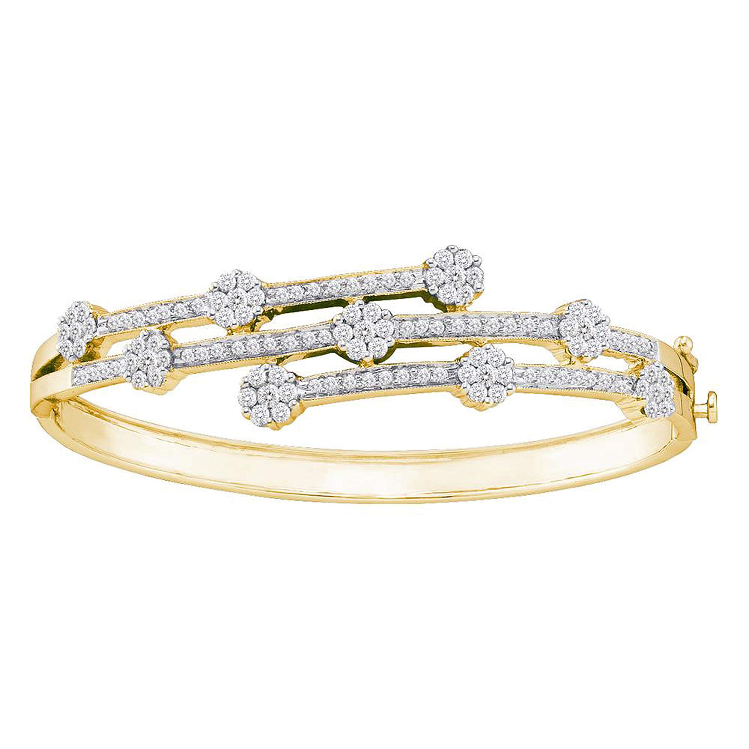 Dazzlingrock Collection 2 5 Carat Ctw 2 1 2 Ct-dia Flower Bangle 14k Yellow Gold