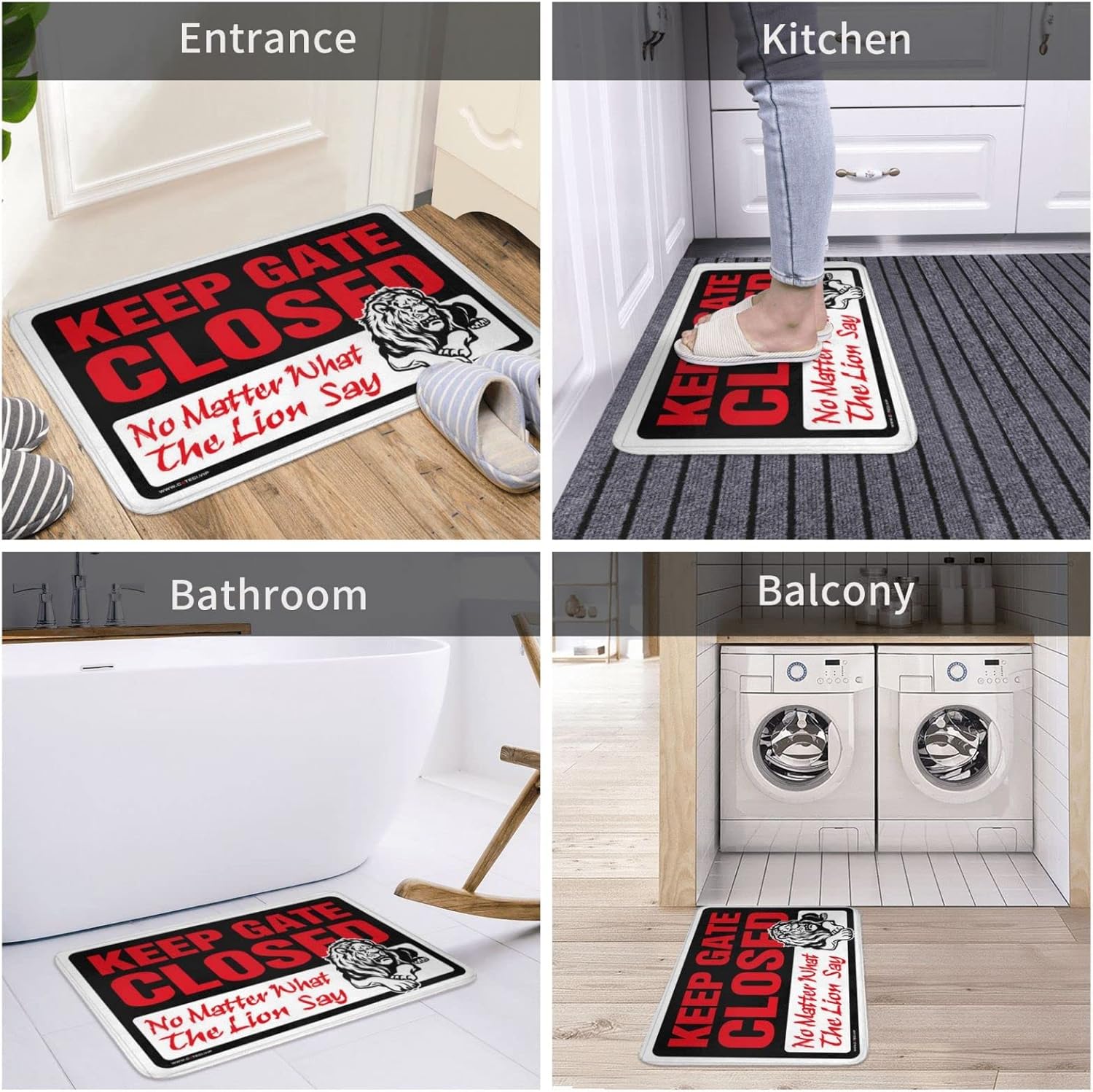 Funny Room Decor Keep Gate Closed No Matter What The Lion Say Doormat Doormat Rug Door Mat for Outside Entry(65X90CM)