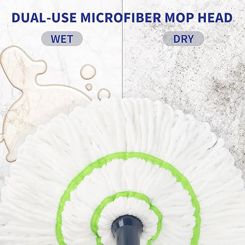 Miniatura 4 de BOOMJOY Trapeador giratorio con sistema de autoescursión para limpieza de pisos, almohadilla para fregar para manchas difíciles, mango largo de 53