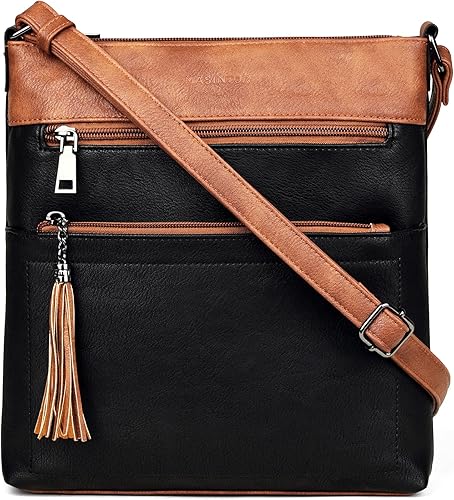 MASINTOR Bolsos cruzados para mujer, bolso cruzado casual con múltiples bolsillos, bolso de hombro con correa ajustable con borlas