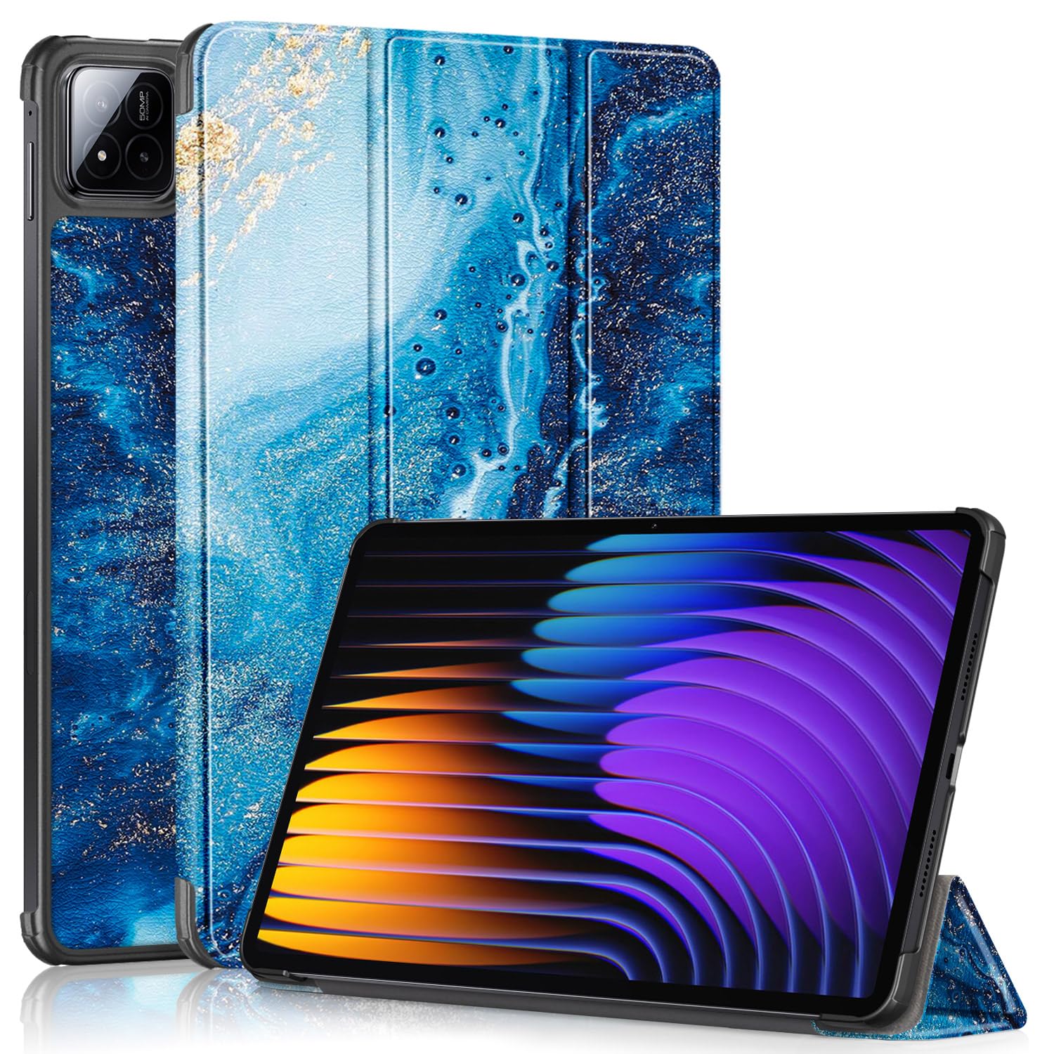 TOPCASE Hülle für Xiaomi Mi Pad 8/Pad 8 Pro 2025/Xiaomi Pad 7 /Pad 7 Pro Tablet 11.2 Zoll 2024,Schlank Slim Hülle Schutzhülle mit Auto Schlaf/Wach und Standfunktion,Die Wellen