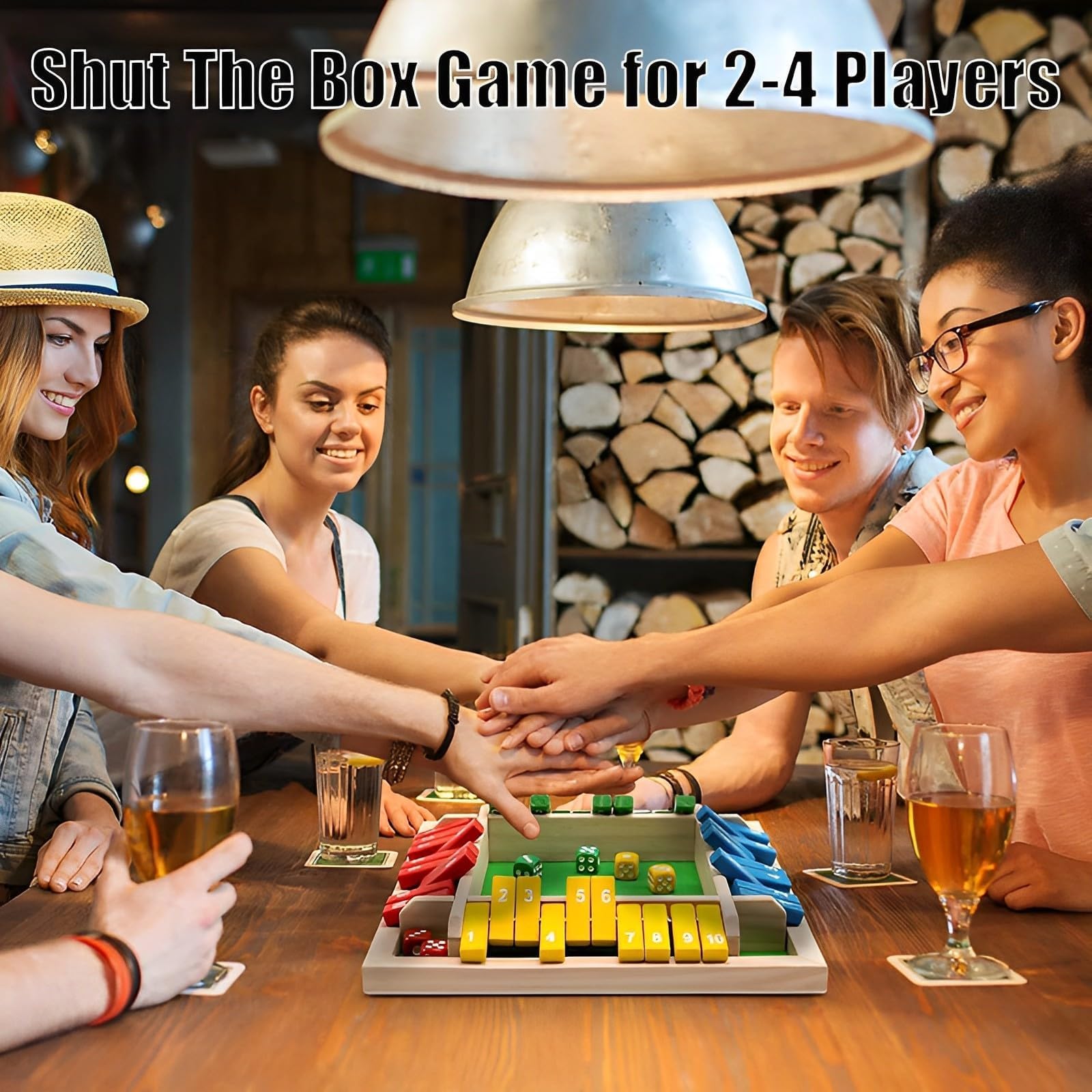 Shut the box 2-4 giocatori giochi da tavolo, gioco da tavolo in legno con 8 dadi, gioco dei dadi in scatola, giochi di matematica,per bambini adulti,classe familiare o bar