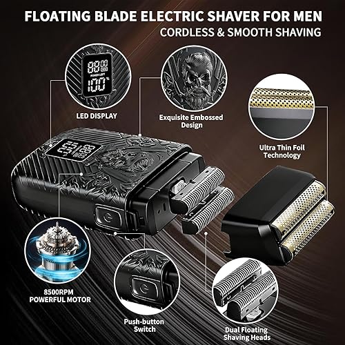 Miniatura 4 de Kit y juegos de cortapelos y recortadores de barba y afeitadoras eléctricas para hombre, kit de corte de metal con batería de larga duración para