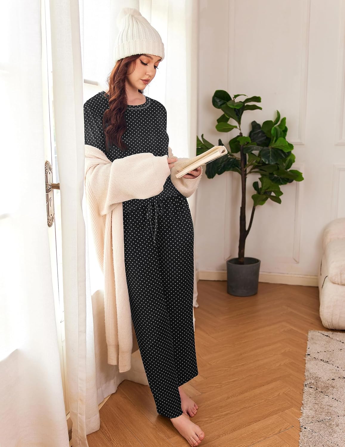 Ekouaer 2 Pack Women Pajama Long Sleeve Sleepwear Soft Loungewear Pjs Sets with Pockets S-XXL - Image 4