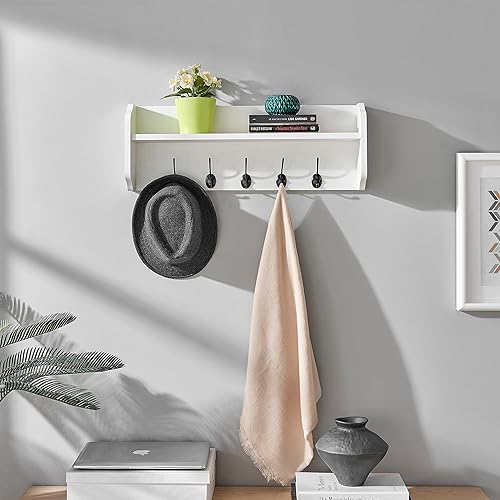 Miniatura 2 de Danya B Estante flotante de pared con ganchos para entrada montado en la pared blanco