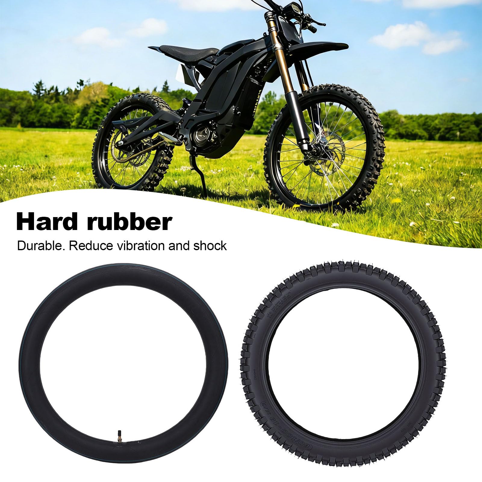 Tbest 80/100-19 Dirt Bike-Reifen mit 3,00-19 Innenschlauch, Offroad-Motorradreifen, Verbesserte Traktion und Griffigkeit, Verbesserter Fahrkomfort, Schnee-, Schlamm- und Sandreifen,