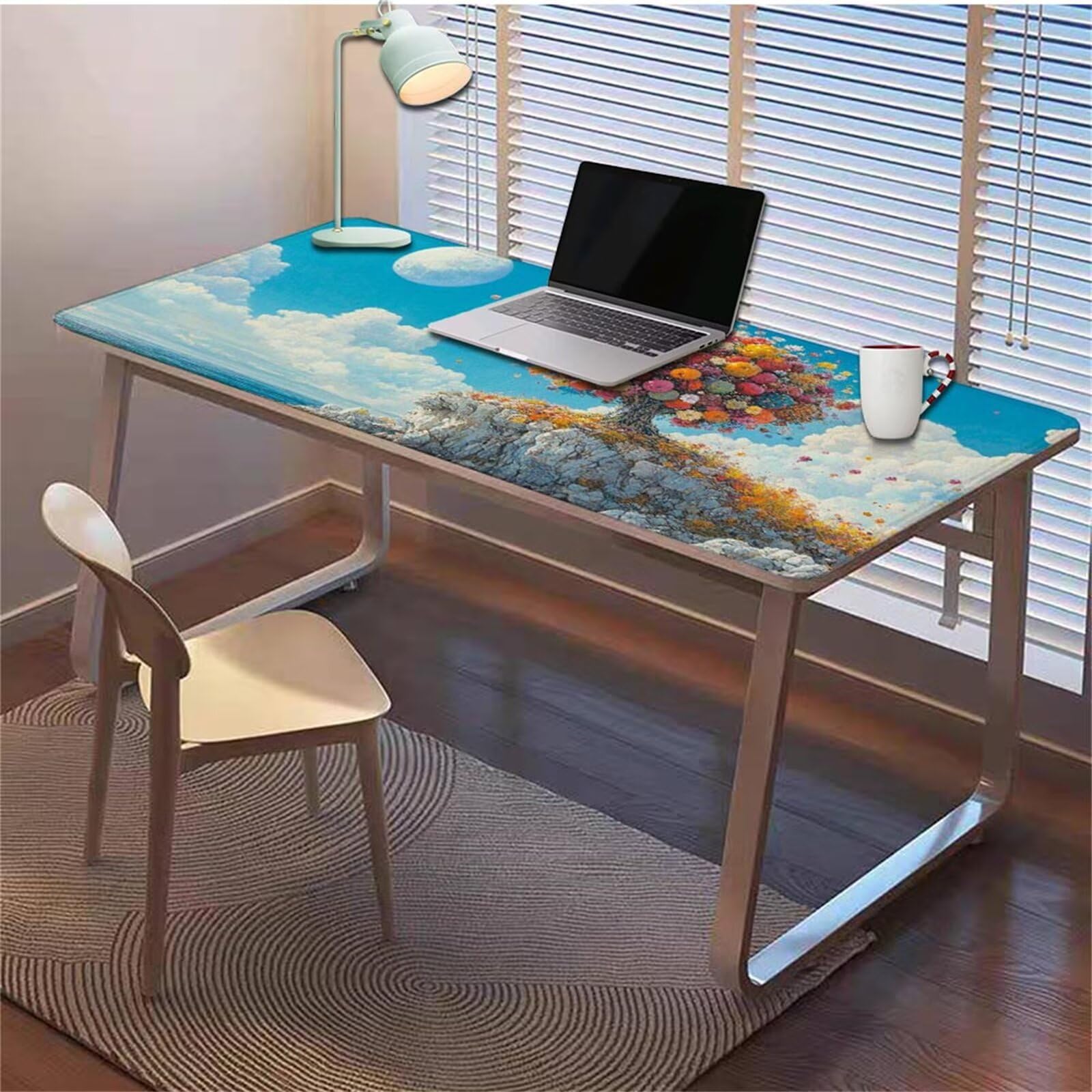 Gamingowa podkładka pod mysz 1200 x 600 x 3 mm, XXL, wodoszczelna, odporna na ścieranie, z przyszytymi krawędziami, niebieska, podkładka na biurko, poprawia prędkość i precyzję, do komputera, laptopa