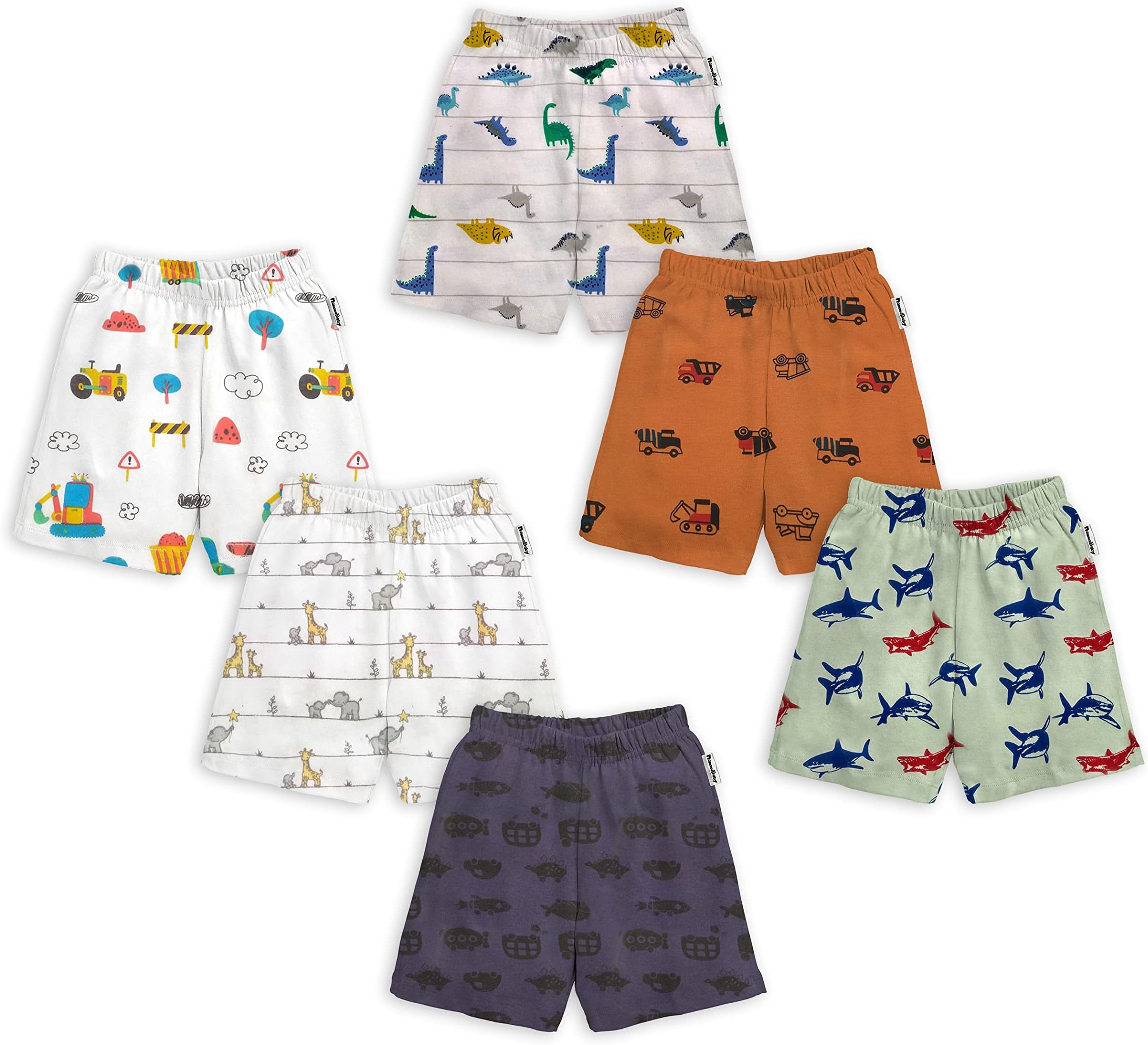 Regular Printed Shorts Set of 6 - for Your Little One Multi-Coloured -Assorted