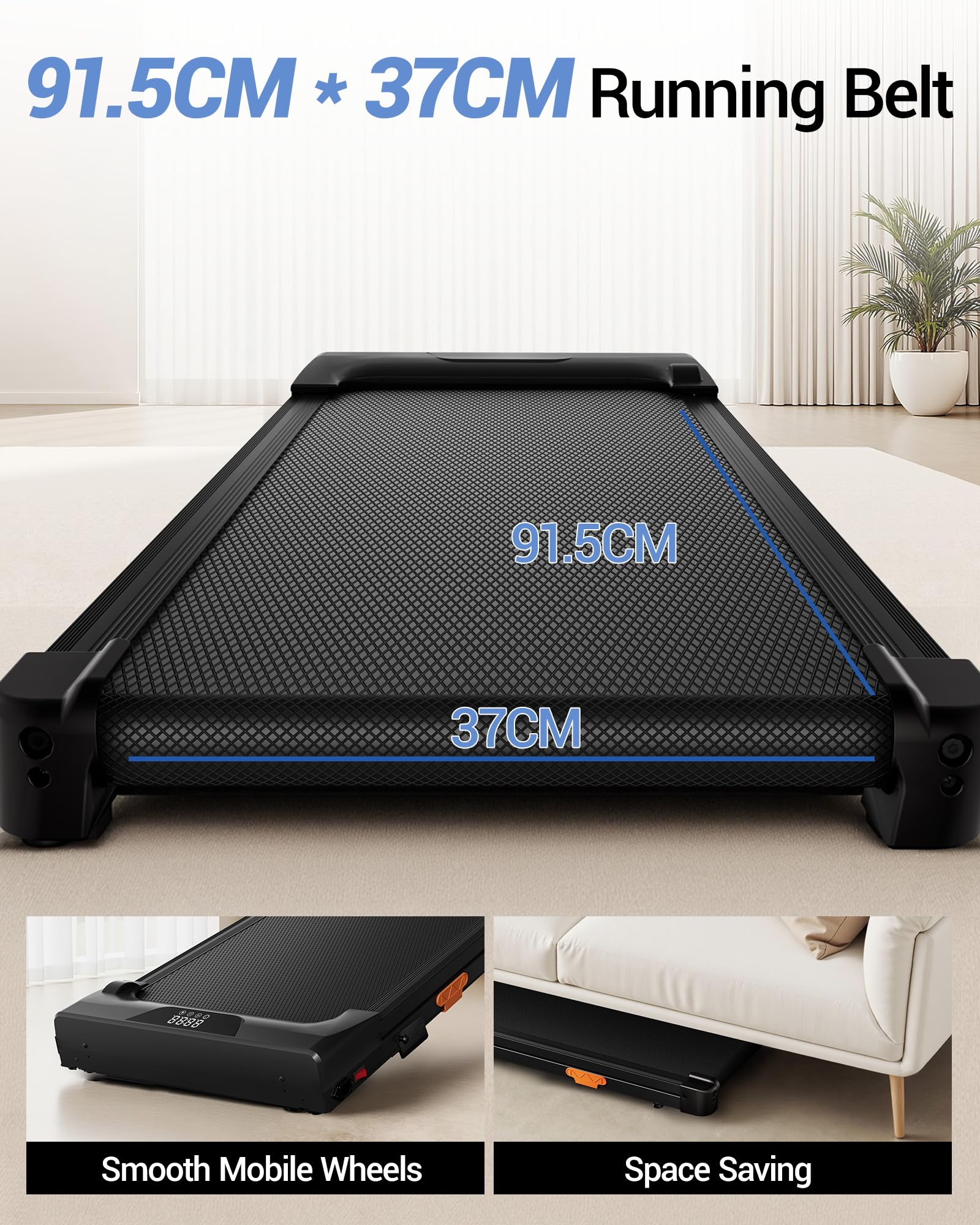 CURSOR Tapis Roulant con Inclinazione15%, Tapis Roulant Salvaspazio Elettrico 1-10KM/H, Walking Pad con Motore Silenzioso da 3,0 HP e Tripla Ammortizzazione, Max. Carico Massimo 136KG
