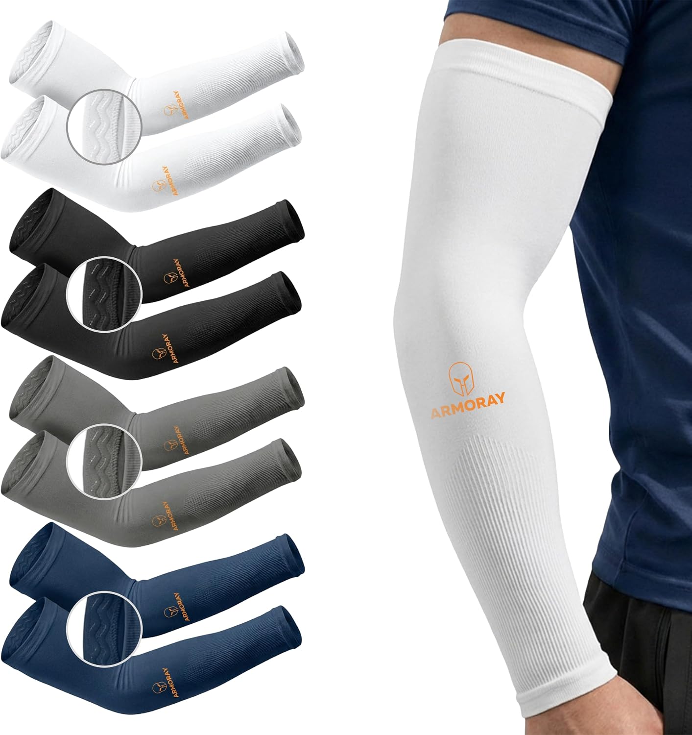 Arm Sleeves for Men or Women Anti Slip Basketball Golf Running Football Cycling