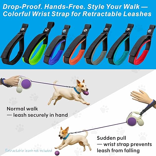 Miniatura 2 de Correa de muñeca para correa retráctil para perro, correa de seguridad ajustable con forro de neopreno suave y gancho bloqueable para control de