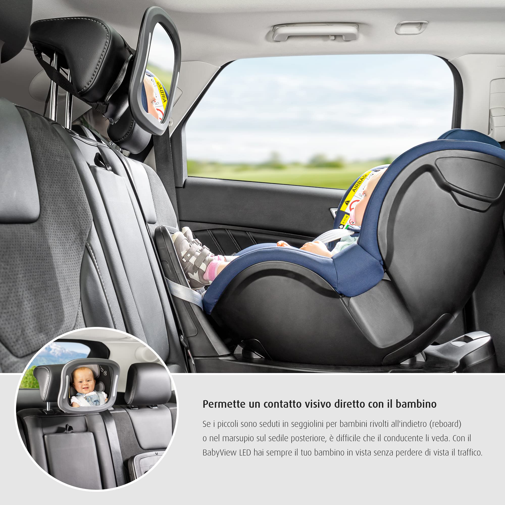 reer BabyView | Specchio LED con luce integrata