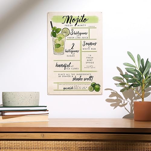 Miniatura 2 de Lantern Press Letrero de madera de 10 x 15 pulgadas, listo para colgar, decoración de pared, mojito, receta de cóctel