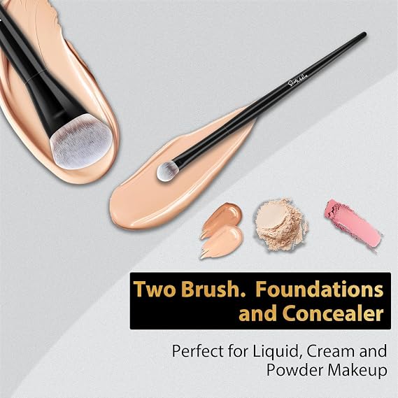 Start Makers Foundation Brush Set, Soft Dense Synthetic Kabuki Foundation Brushes & Concealer Brush for Liquid, Cream, Powder, 2PCS Vegan Make Up Brush Flawless Makeup Application