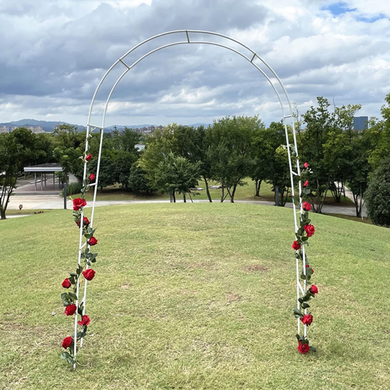 Metal Stand Rose Trellis Climbing Plant Garden,Garden Arbor Archway Wedding Arch,for Indoor Outdoor Garden Patio Party Various Bridal Party Decoration Supplies (Color : White)