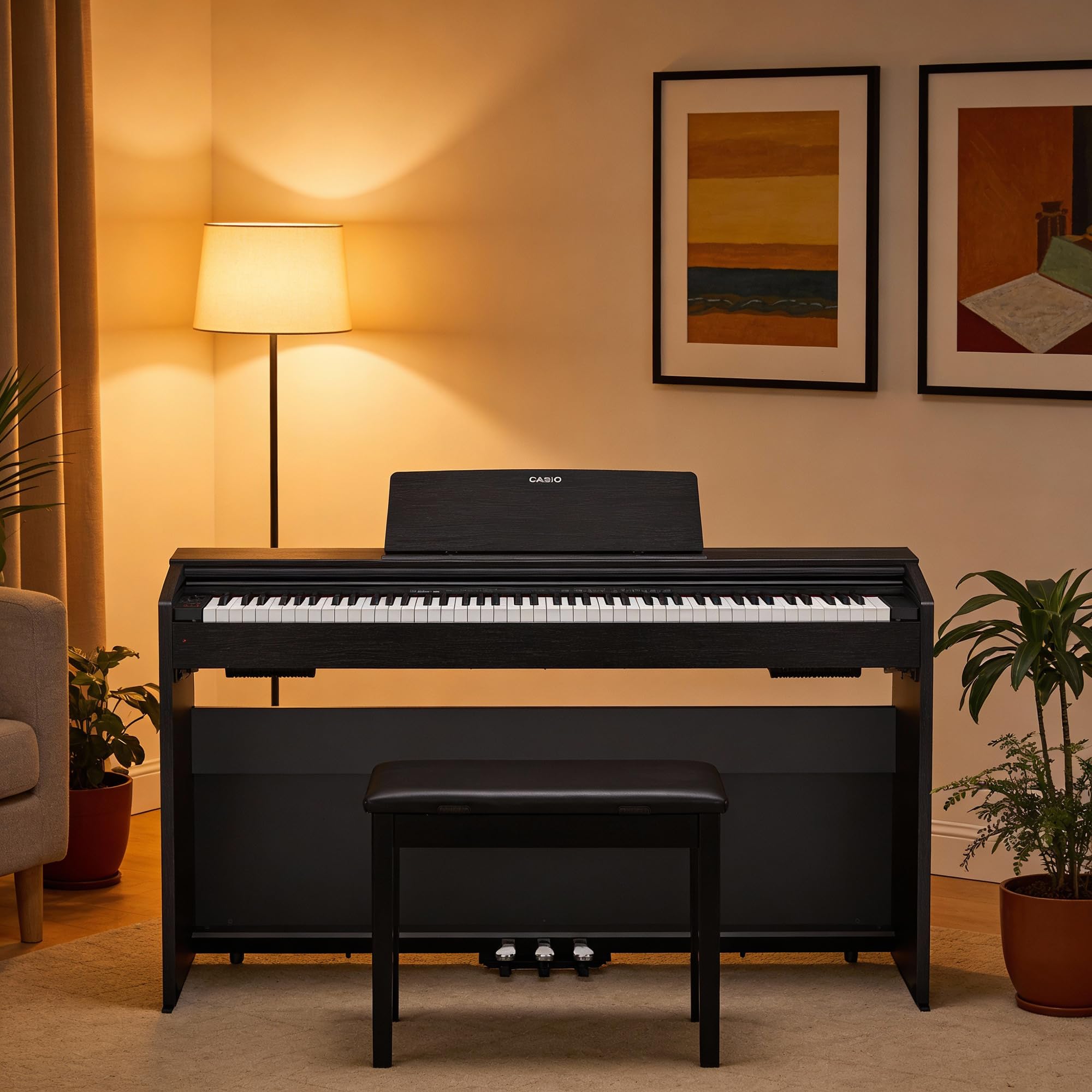 Casio Privia PX870BK Pianoforte Digitale a 88 Tasti - Nero Pacchetto con Pedale Sustain, Copertura, Cavo, Lezioni di Pianoforte Online, Video Didattico Austin Bazaar e Panno per Lucidatura