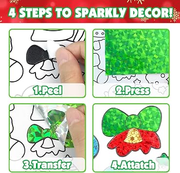 Foil handicraft for Kids, Christmas Crafts for Kids, Christmas Games Cards Craft Kit with Envelopes, DIY Creative Activity Gifts, Arts and Crafts Set for Boys and Girls Ages 4 5 6 7 8 9 10 Toys Gifts
