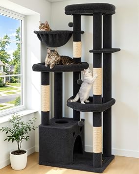 67in Tall Cat Tree Tower for Large Cats, Heavy Duty with Wide Base