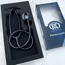 Estetoscópio Adulto Unisson Standard Preto BIC - Ideal para Estudantes Enfermagem e Veterinária