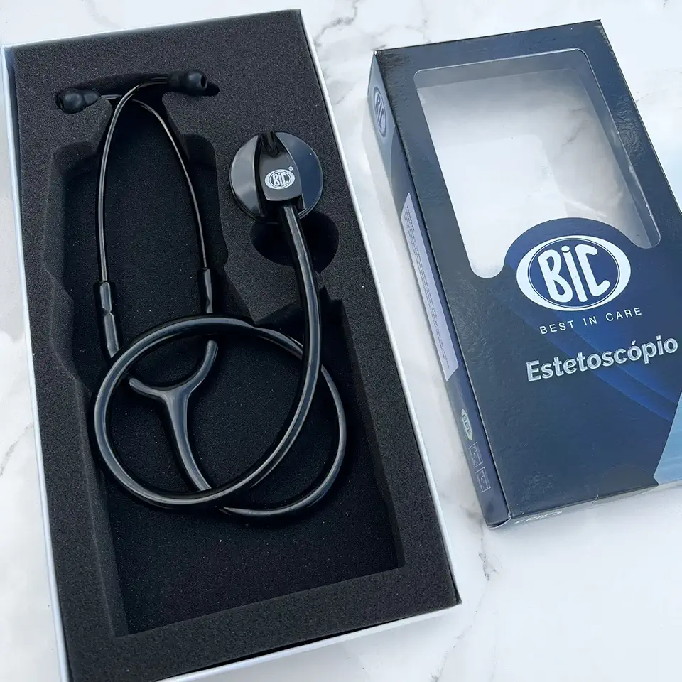 Estetoscópio Adulto Unisson Standard Preto BIC - Ideal para Estudantes Enfermagem e Veterinária