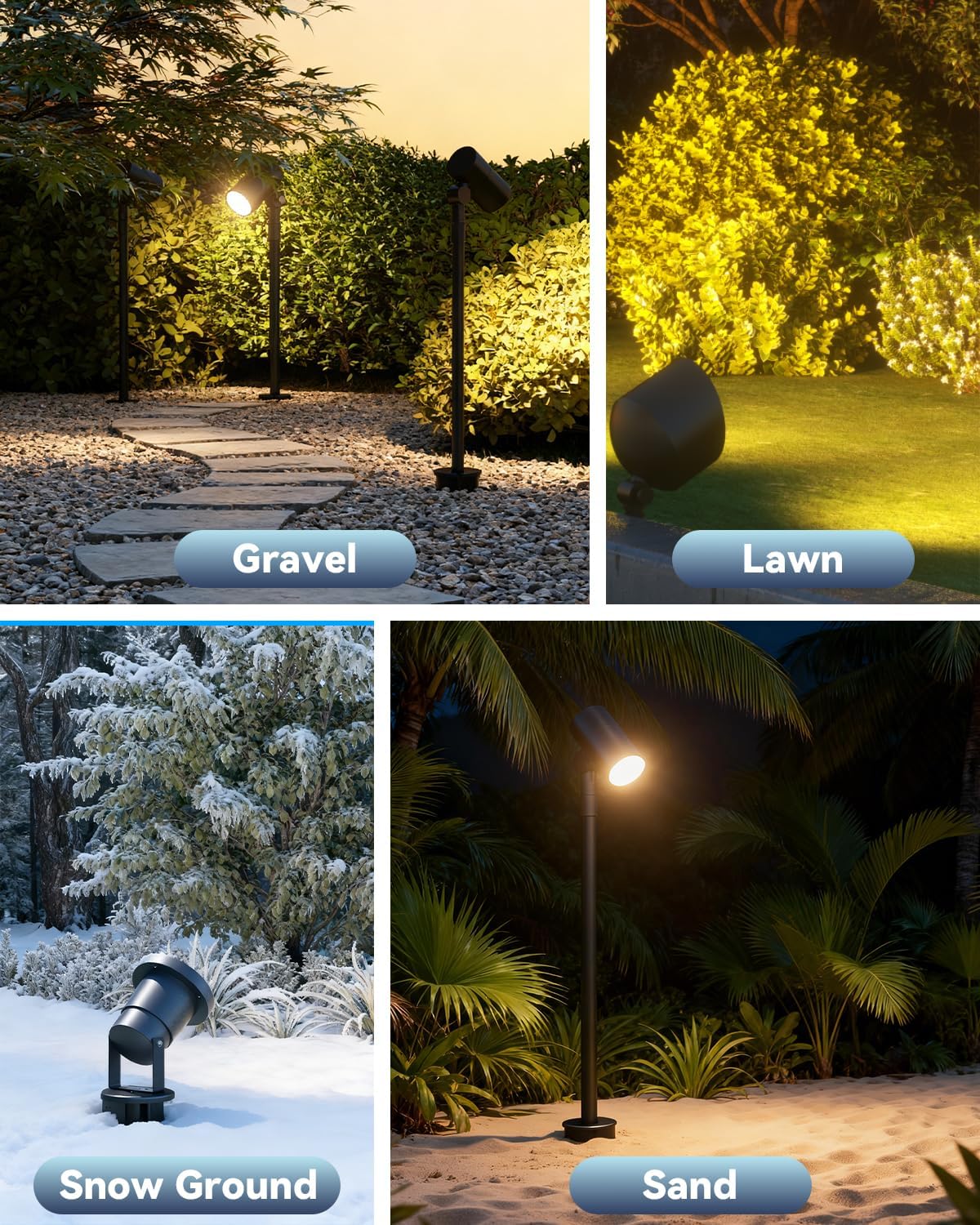 Landscape Light Stakes Replacement, Ground Stake 1/2 NPT Female Thread, Corrosion-Resistant Outdoor Lighting Stakes for 12V Low Voltage Garden Pathway Lights, Spotlights, Flood Lights 4-Pack