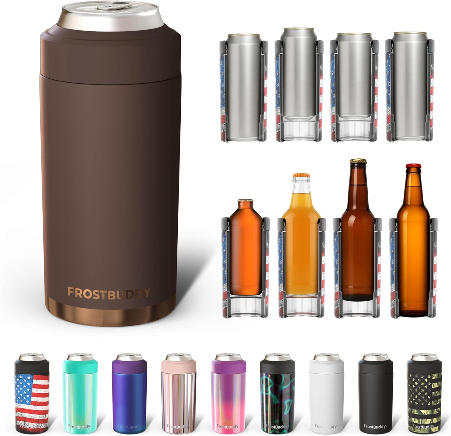 Frost Buddy Universal Can Cooler (Espresso) - 12/16 oz cans & bottles
